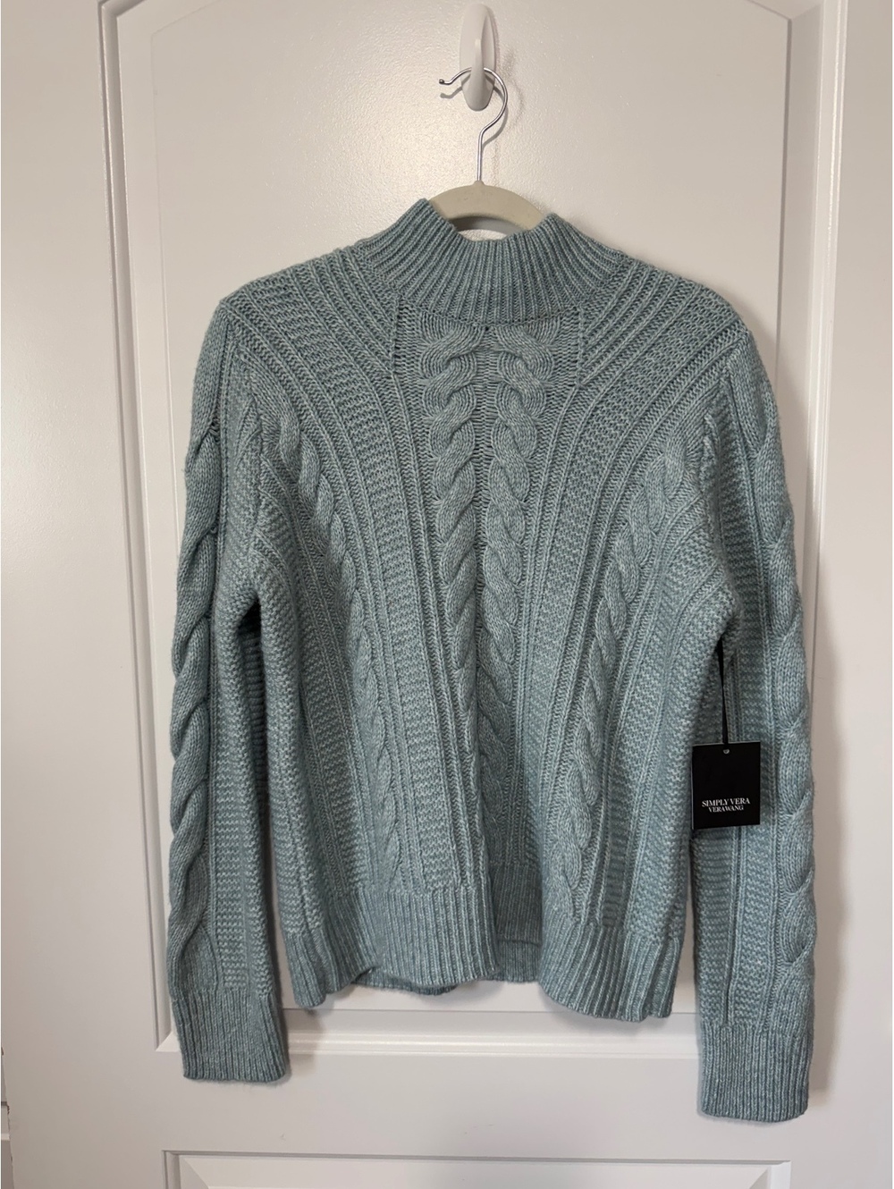 Simply Vera Vera Wang Light Blue Cable Knit Sweater, Size M
